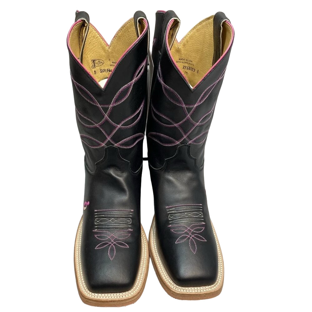 NEW JUSTIN Lori 11" Cowhide Boots – Women’s Size 12 – Royal Black – New